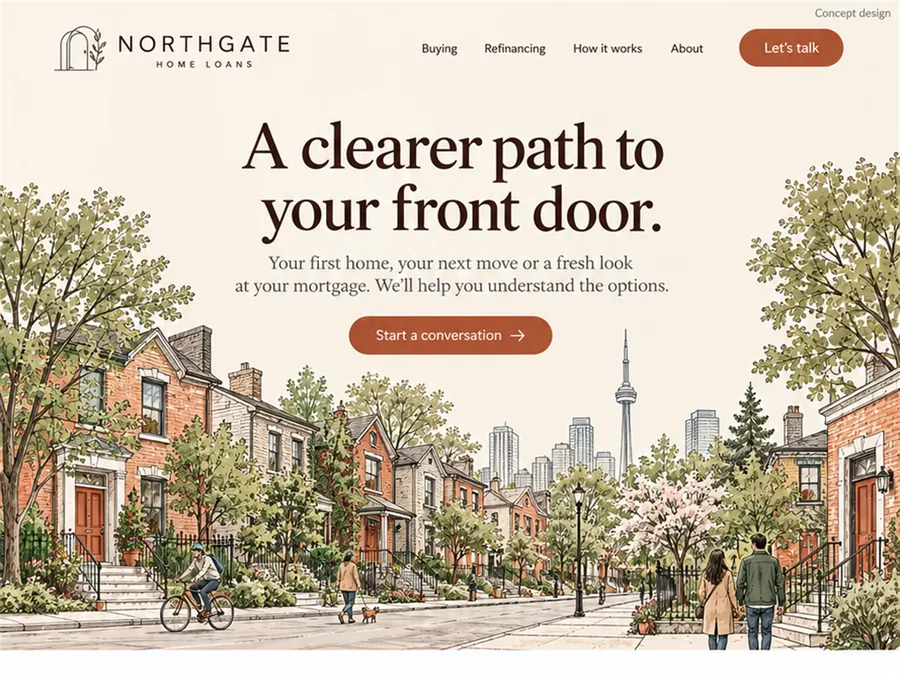 Concept homepage design for Northgate Home Loans, a fictional mortgage broker in Toronto